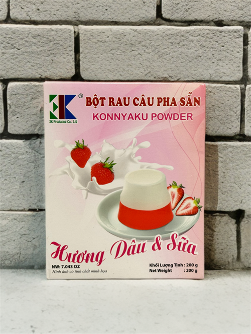 Желейный набор для создания желе со вкусом клубники BỘT RAU CÂU PHA SẴN KONNYAKU POWDER 200 гр 5533 - фото 17362