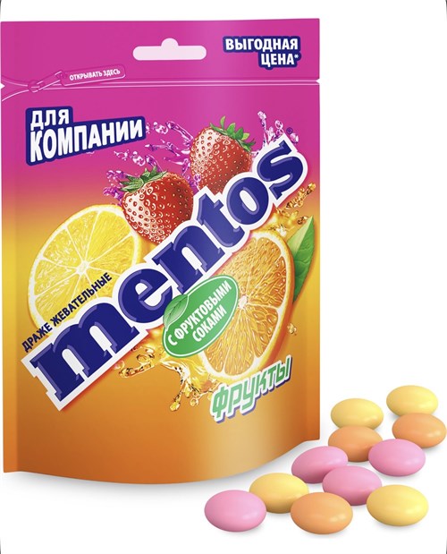 Жевательные драже Mentos Фрукты 6650